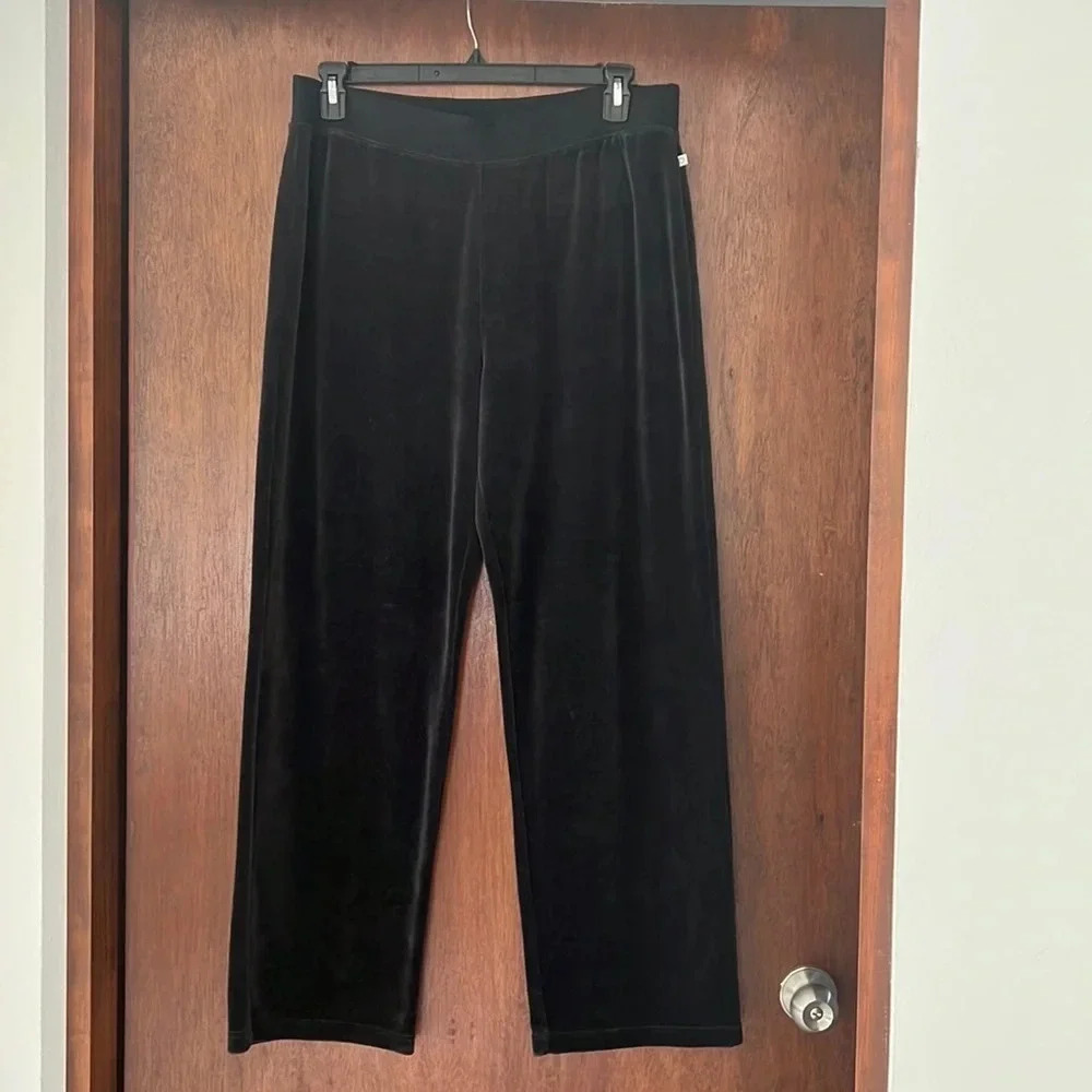 Chico's Black Velour Wide-Leg Pants